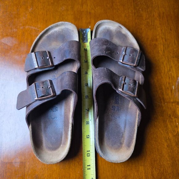 Birkenstock Arizona Soft Habana Leather Brown Slide Sandal Men\'s - Size 40